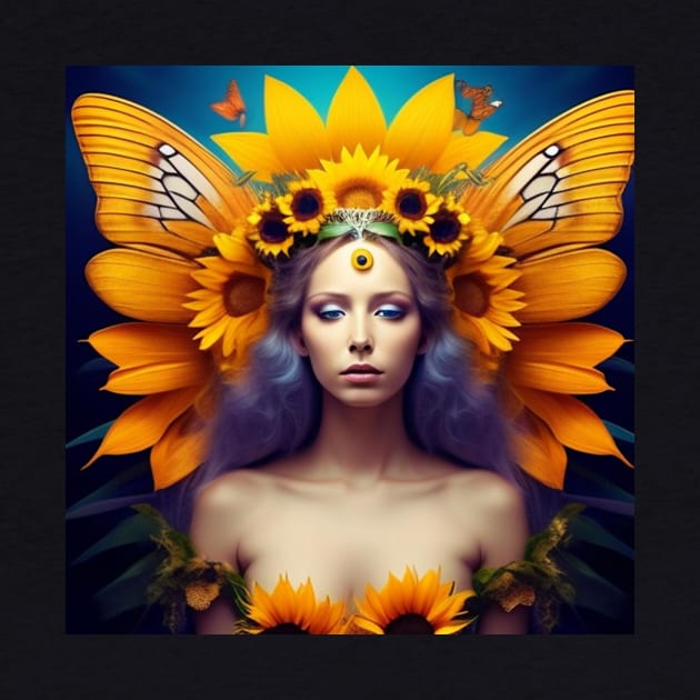 Sunflower Butterfly Goddess by karissabest